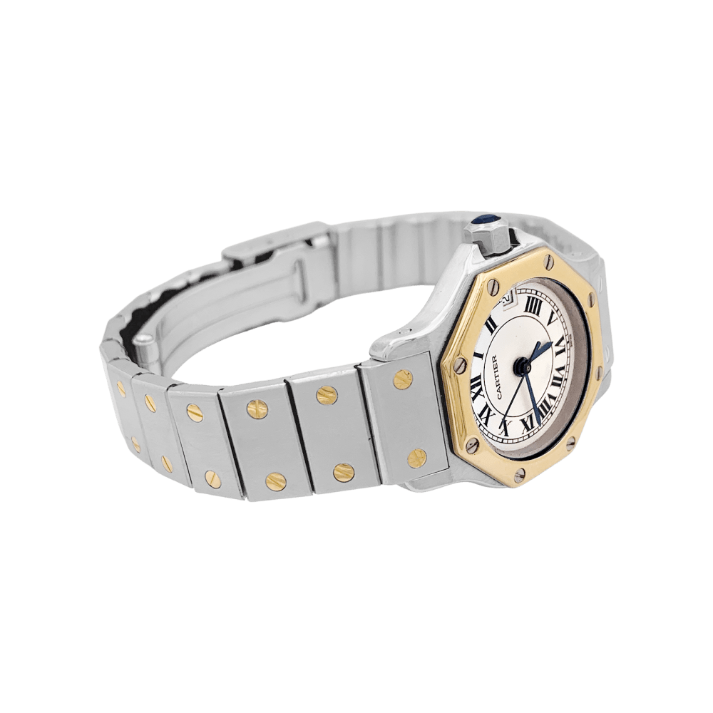 Montre Cartier, "Santos Octogonale", acier et or. 4