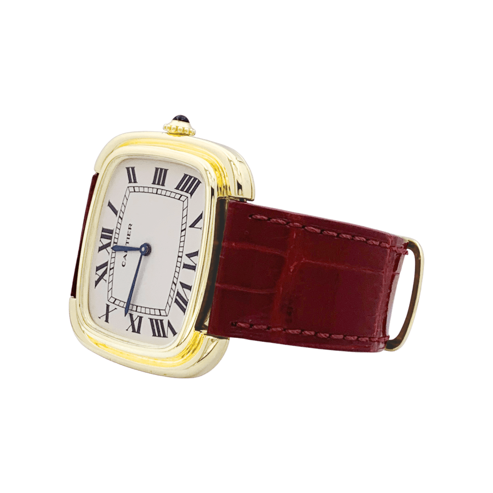 Montre Cartier, « Square » en or jaune et cuir. 4