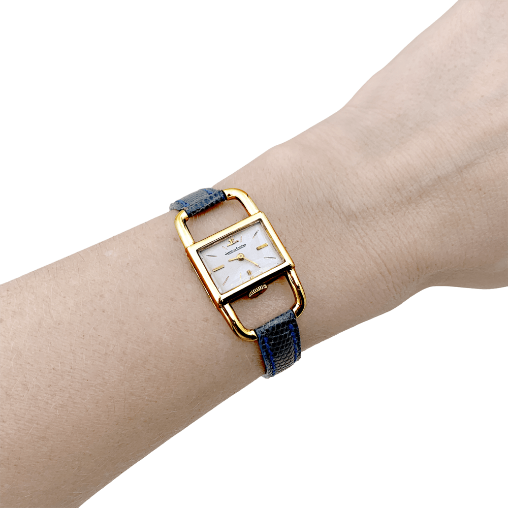 Montre Jaeger-Lecoultre, "Etrier", or jaune, cuir.  4