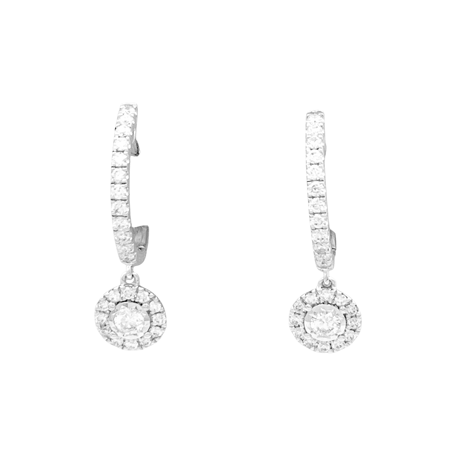 Paire de créoles or blanc, diamants. 1