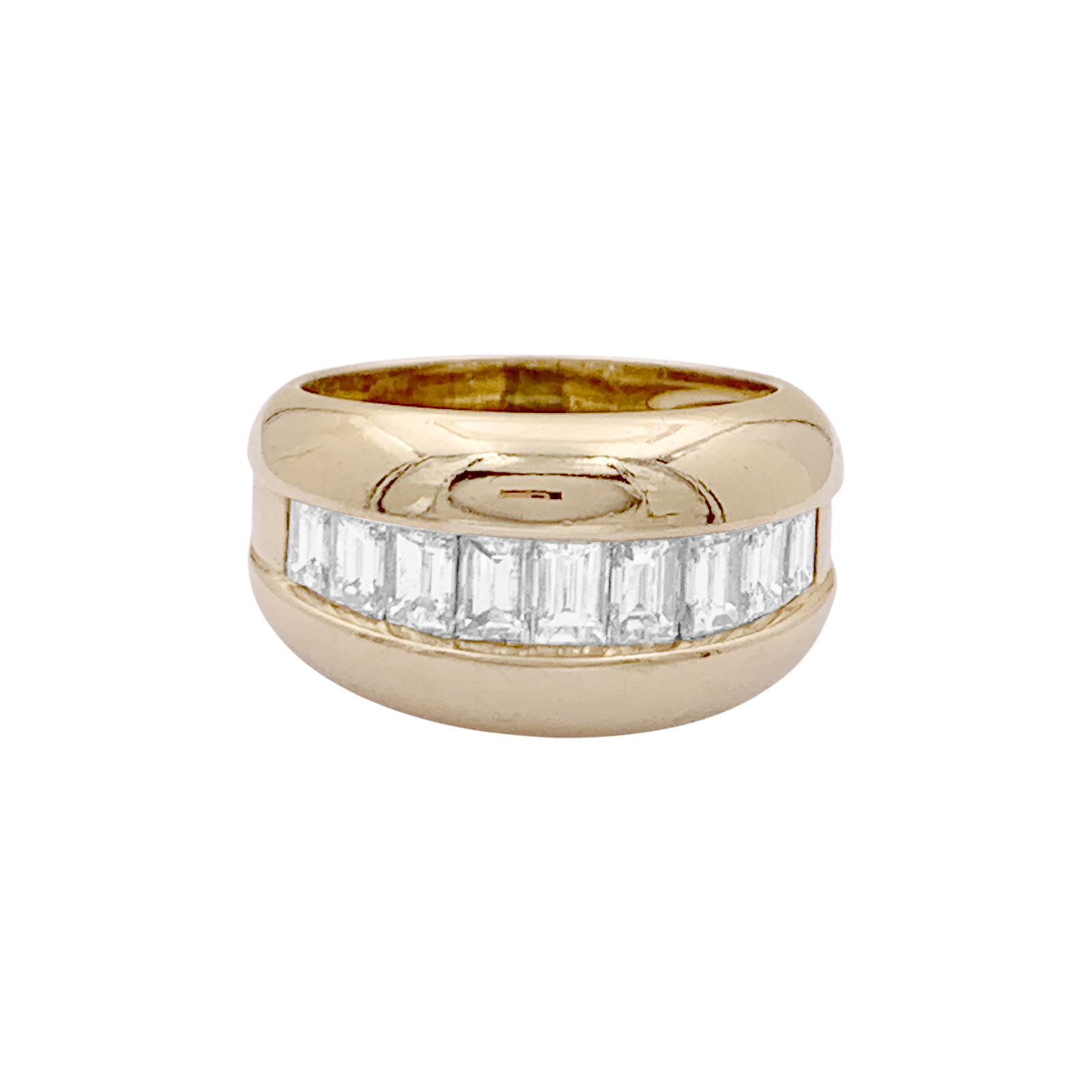 Bague Cartier, "Odin", or jaune, diamants taille émeraudes. 1