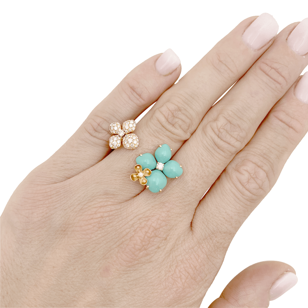 Bague Chaumet, « Hortensia Eden », or rose, diamants et turquoises. 6