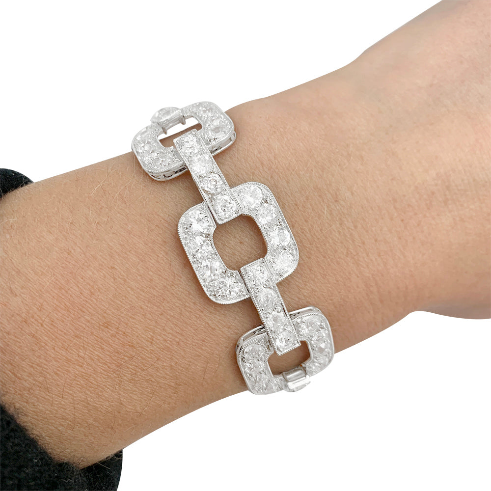 Bracelet ancien en platine, diamants taille ancienne. 7
