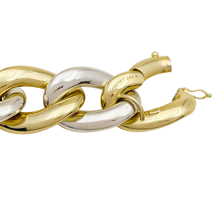 Bracelet Chaumet, gros maillons en deux tons d'or. 2