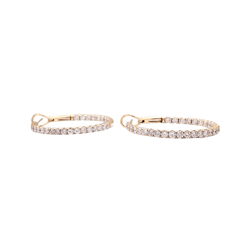 Boucles d'oreilles créoles, or rose et diamants.  5