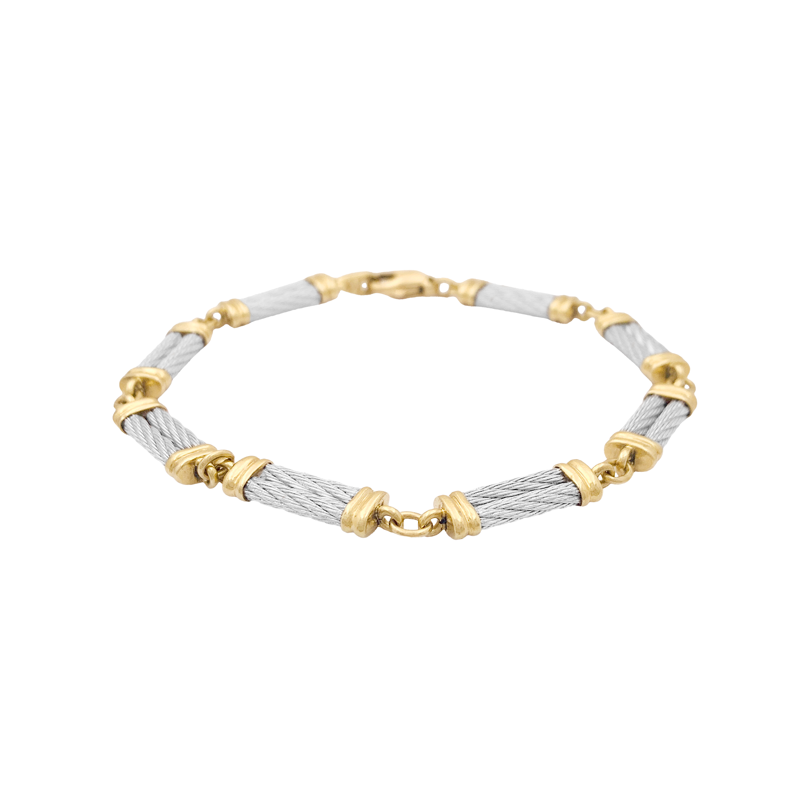 Bracelet Fred, "Force 10", en or jaune, acier. 1