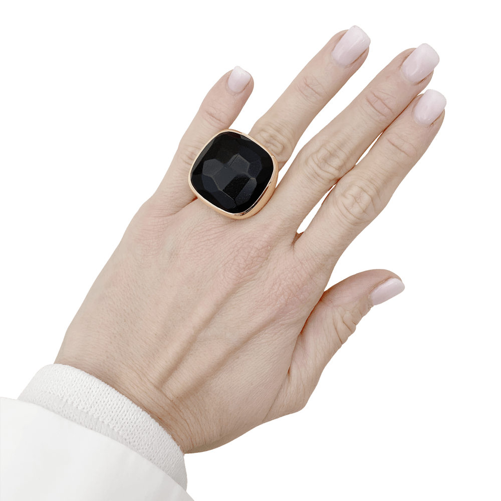 Bague Pomellato "Victoria", or rose, jais. 5