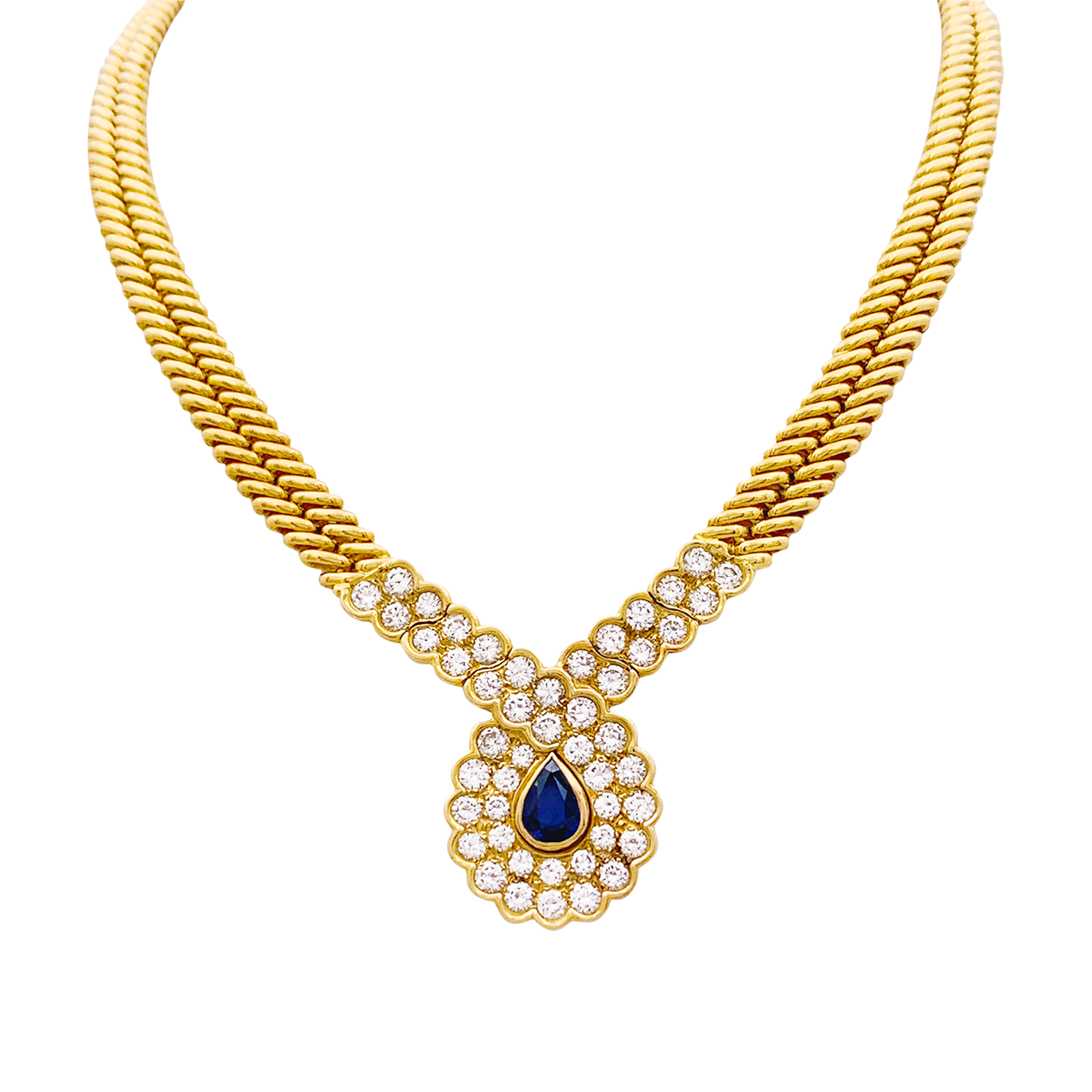 Collier Van Cleef & Arpels, or jaune, saphir, diamants. 1