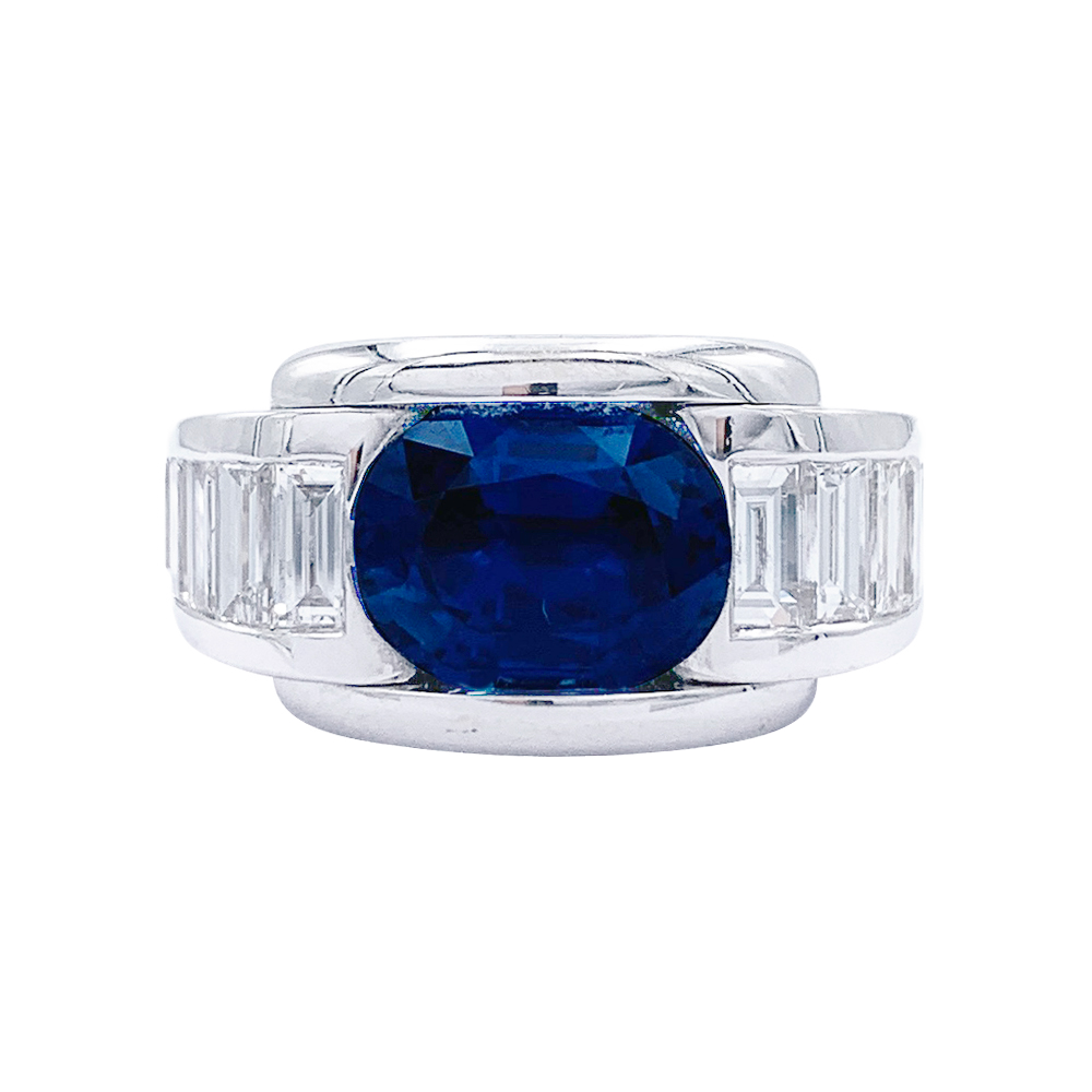 Bague Mauboussin, "Alessandra", or blanc, saphir, diamants.