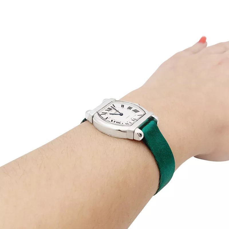Cartier watch, "Chinese Turtle", platinum, white gold, leather.
