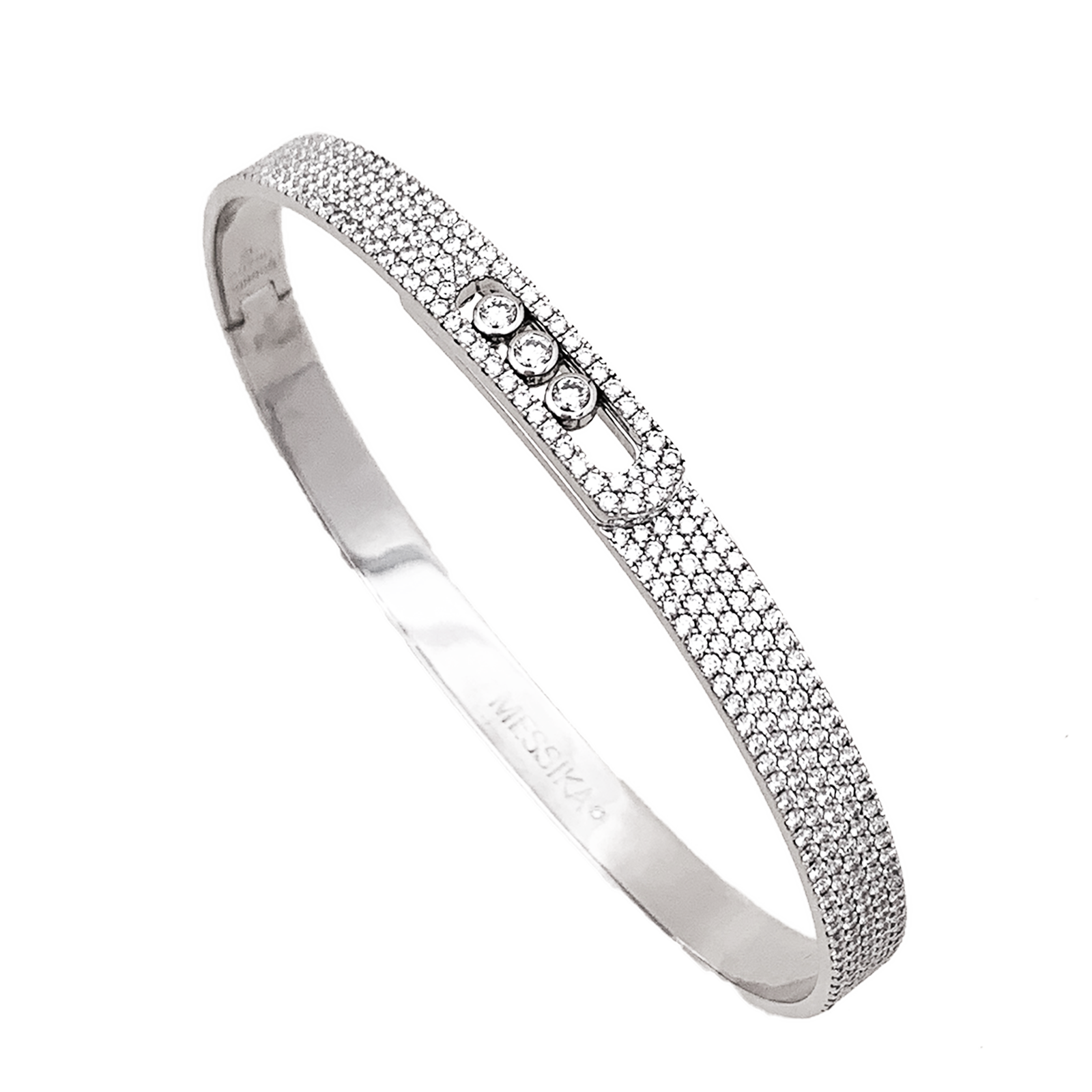 Messika bracelet, "Bangle Pavé Move Noa", white gold and diamonds.