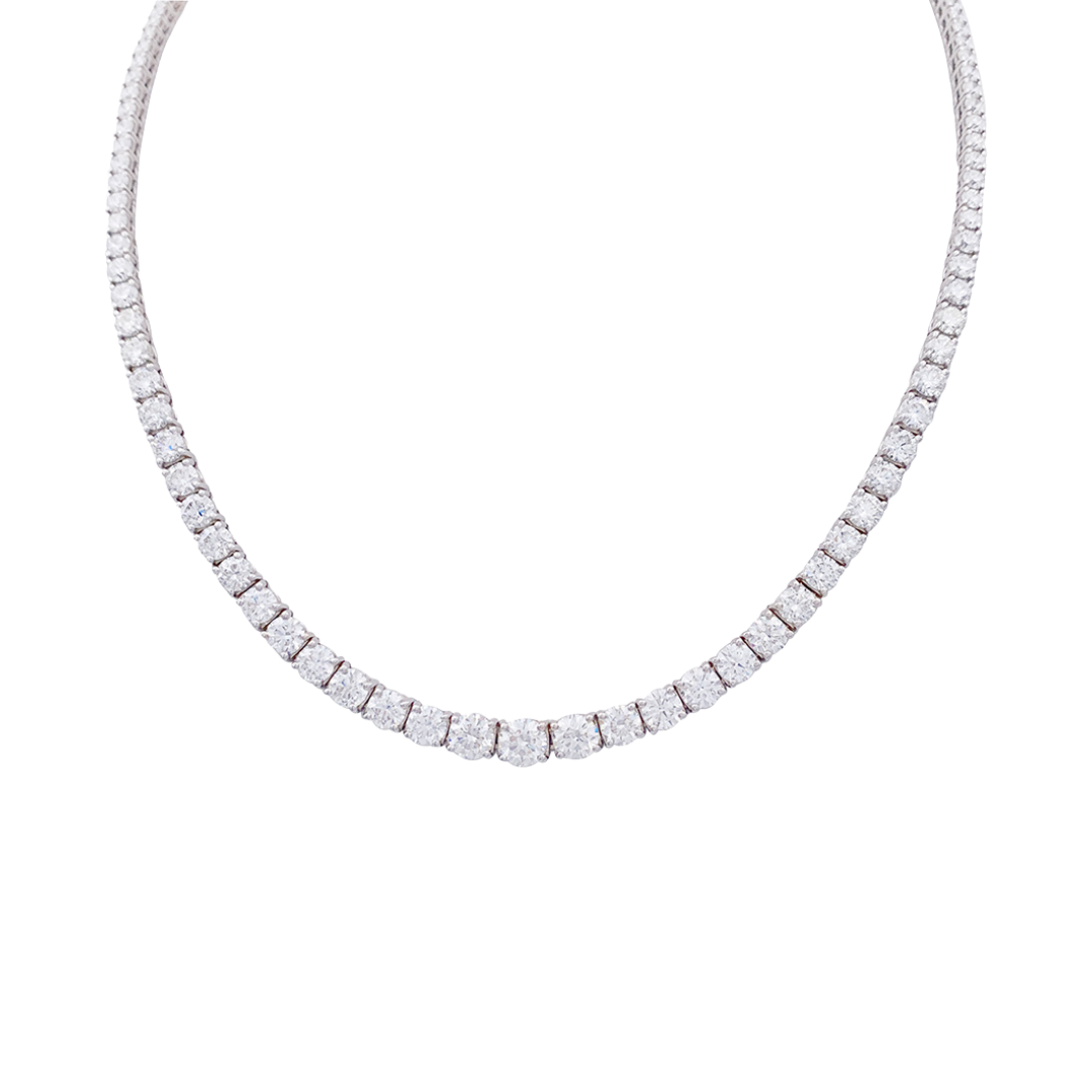 Collier rivière diamants en or blanc.
