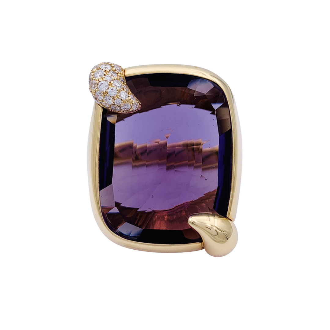 Bague Pomellato, "Ritratto", or rose, améthyste et diamants.