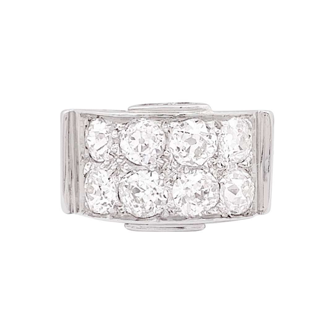 Platinum, white gold, diamond ring.