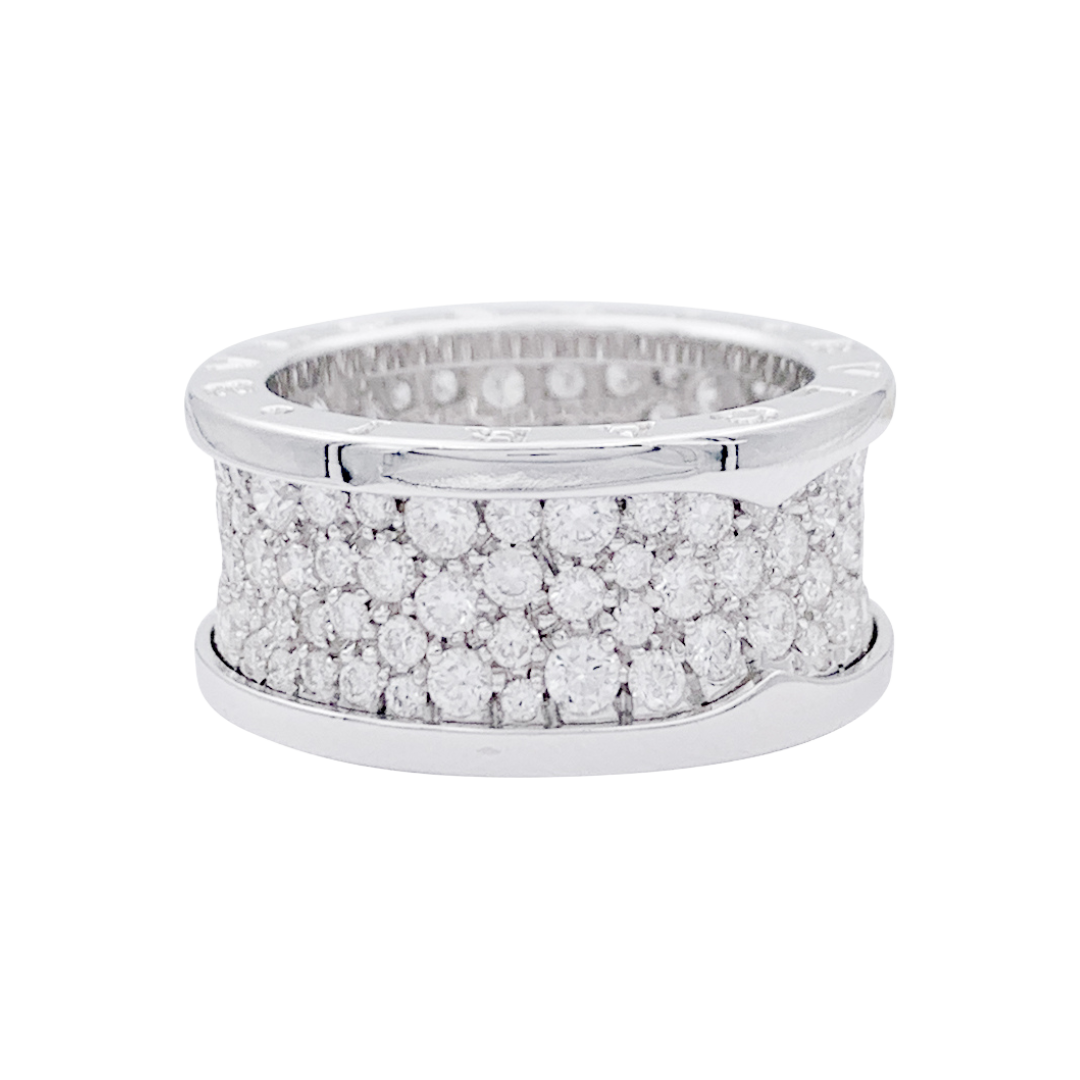 Bague Bulgari, "B.Zero1", or blanc et pavé diamants.