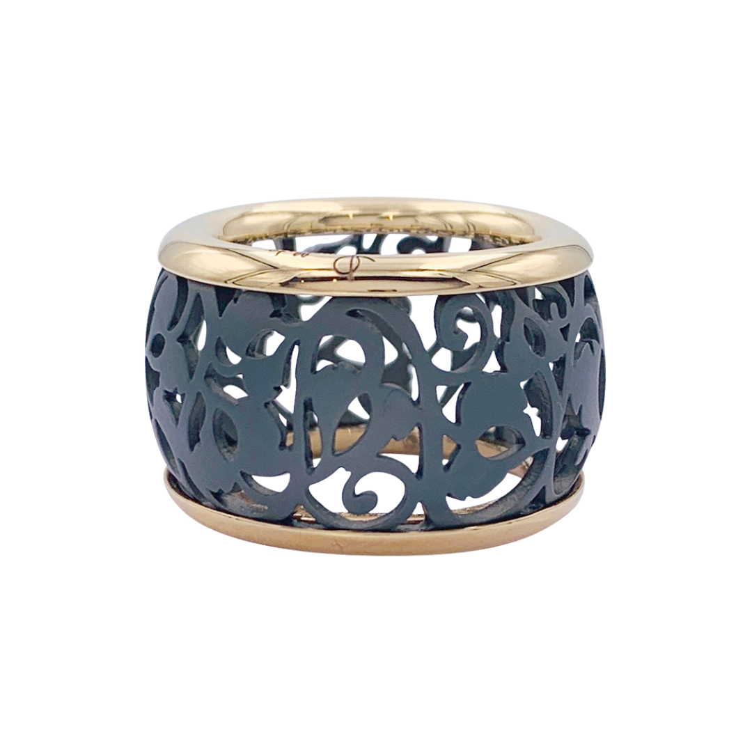 Bague Pomellato, "Arabesque", or rose, titane.