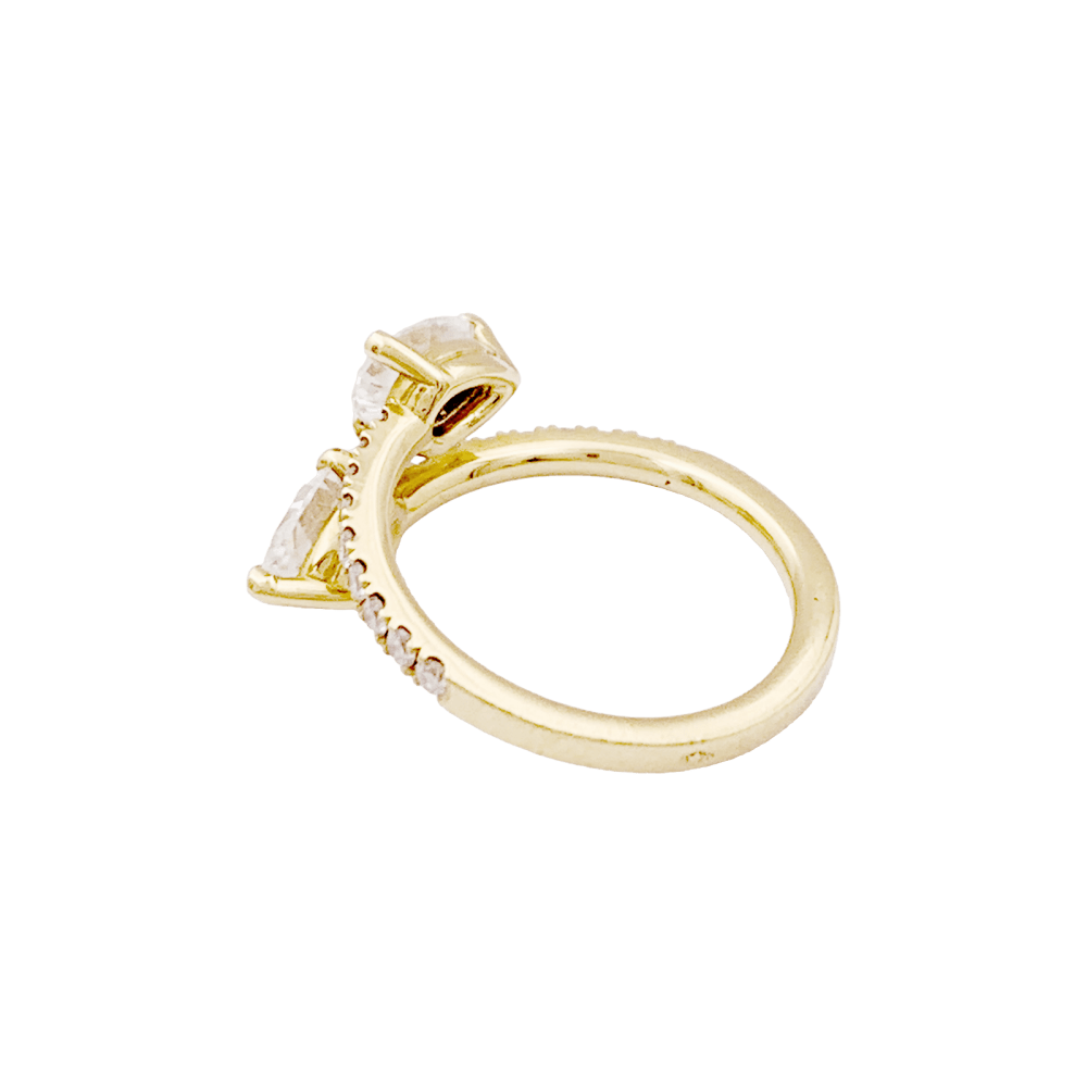 Bague croisée, or jaune, diamants poire et brillants. 4