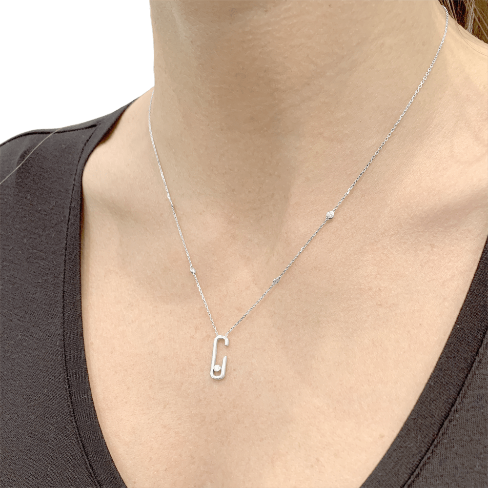Collier Messika, "Move", or blanc et diamants.  5