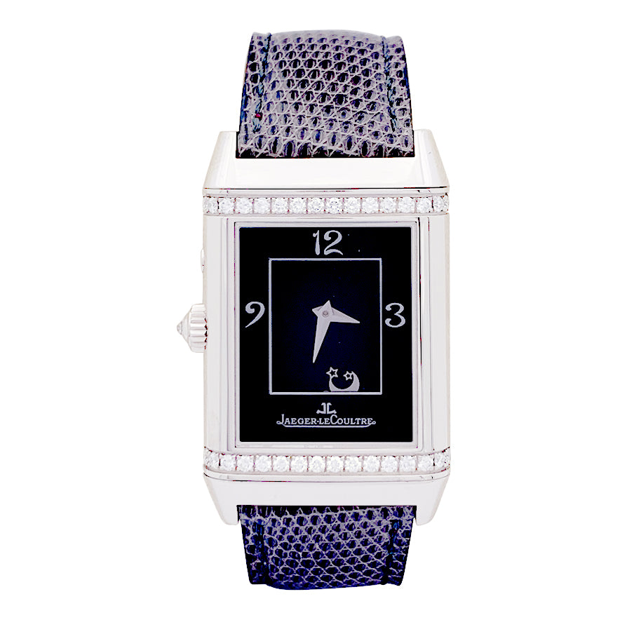 Montre Jaeger-LeCoultre, "Reverso Duetto", en or blanc et diamants. 3