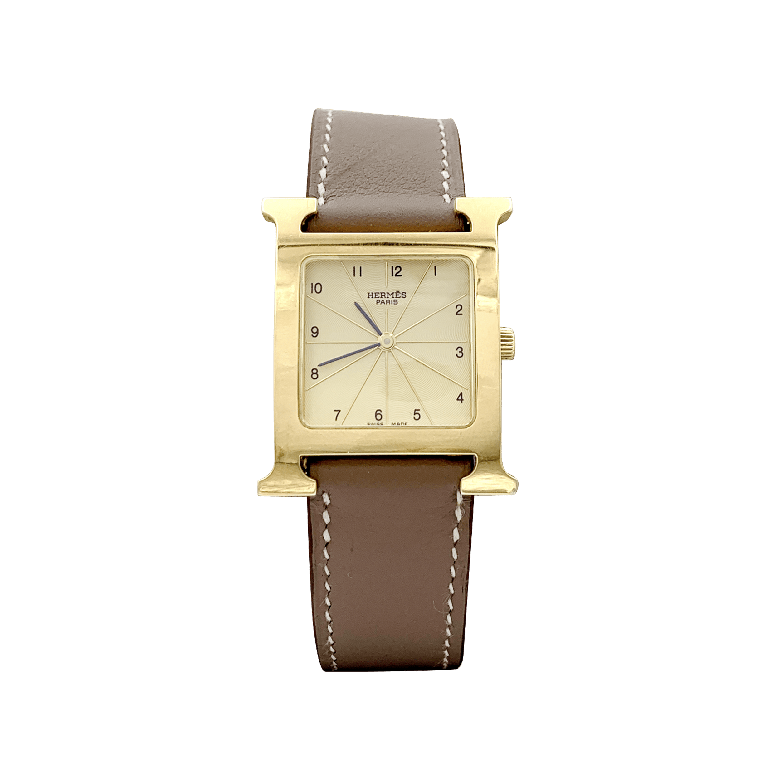 Montre Hermès, "Heure H", plaqué or, acier.  1