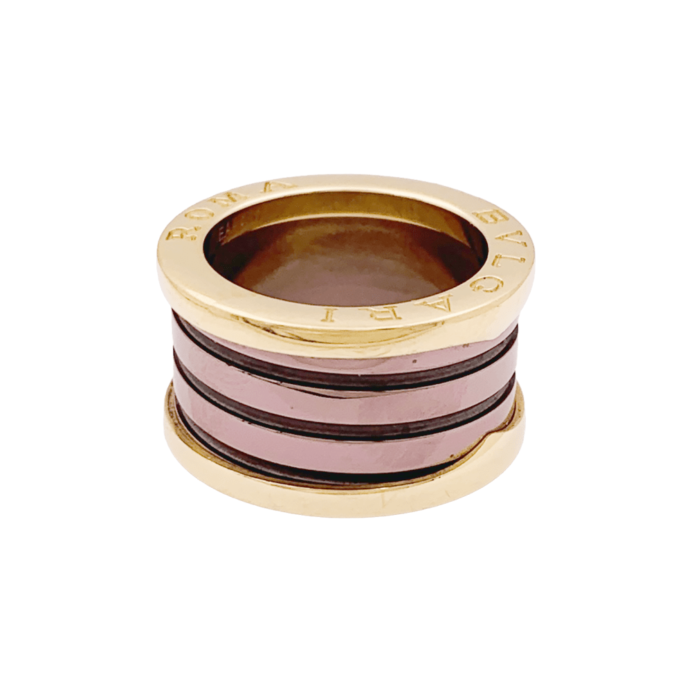 Bague Bulgari, "B.Zero1", or rose, cermet. 2