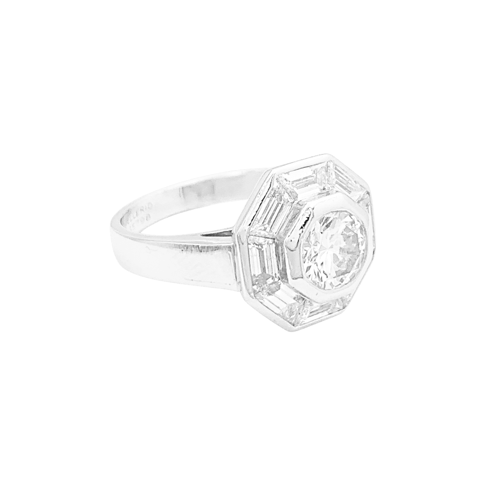 Bague MELLERIO, platine et diamants.  4