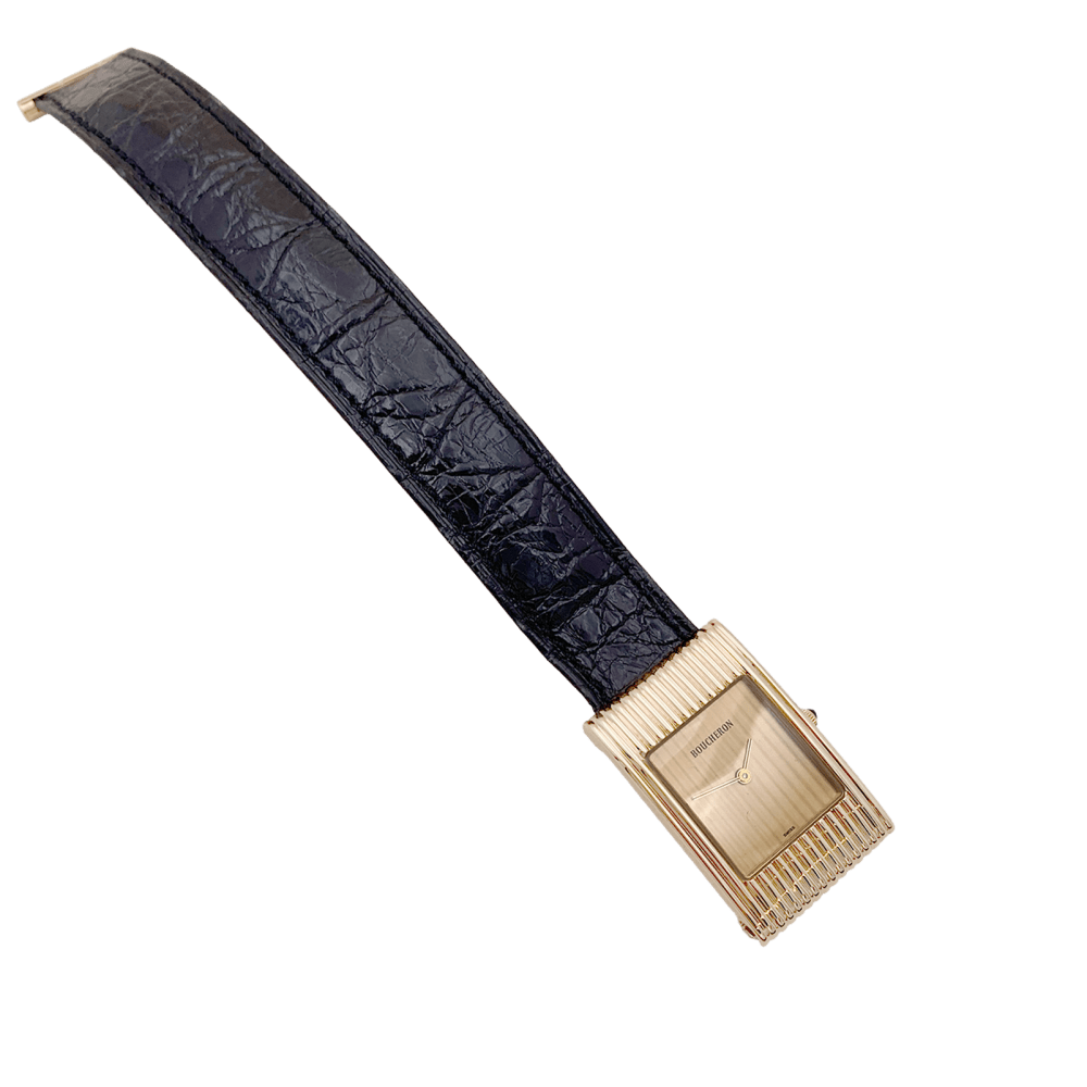 Montre Boucheron, "Reflet", or jaune, cuir.  3