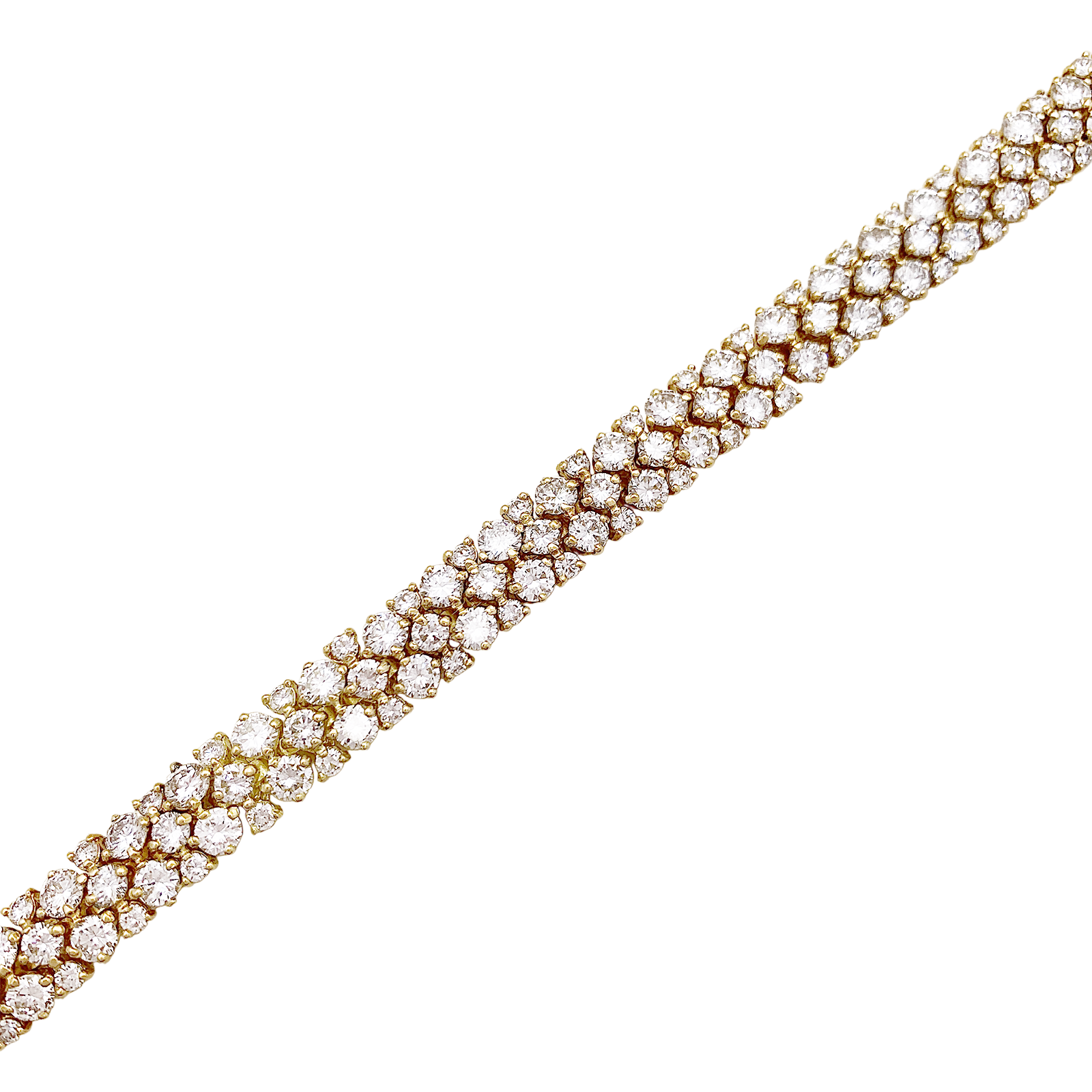 Collier "Rivière" or jaune, diamants. 5