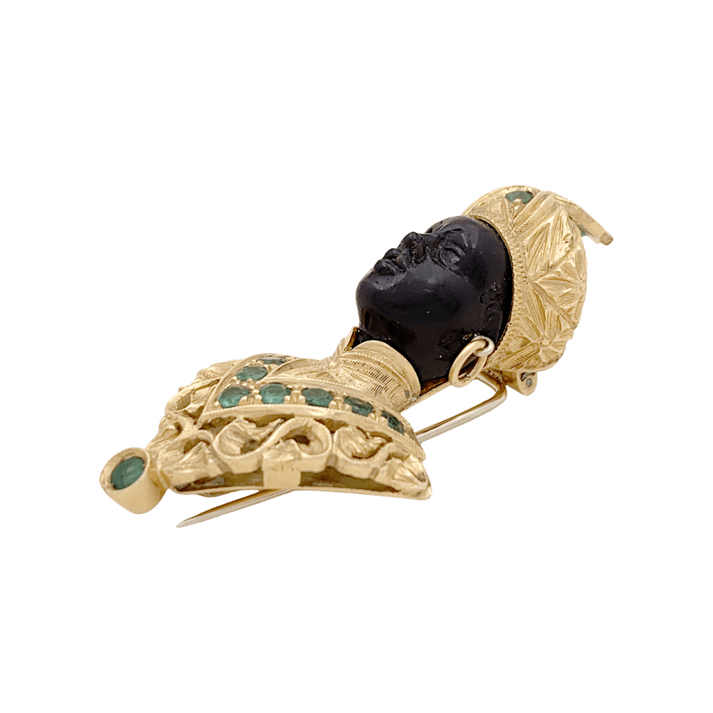 Broche G.NARDI, "Moretto", or jaune, émeraudes, ébène. 4