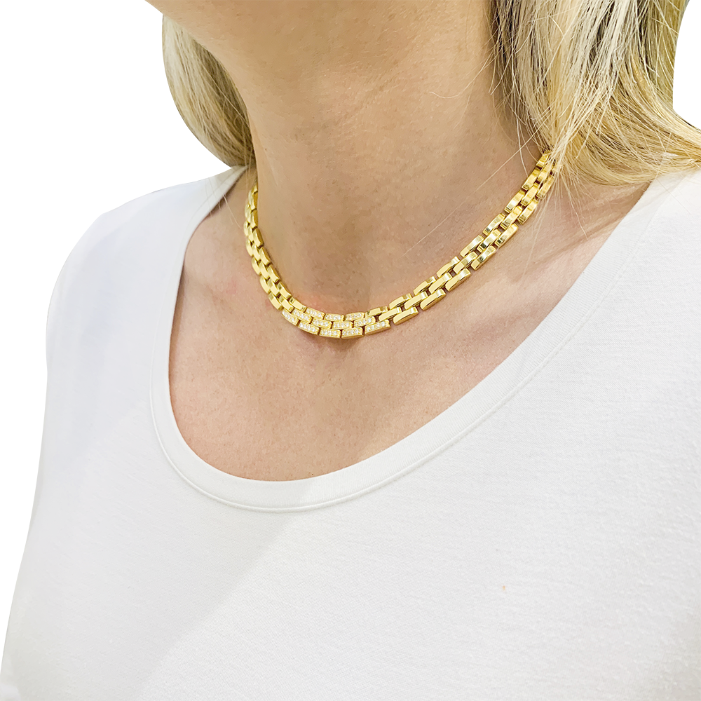 Collier Cartier "Tyrana", or jaune, diamants. 1