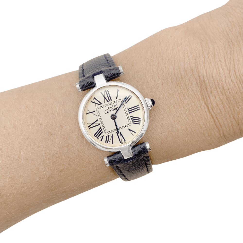 Montre Cartier, "Vendôme Must", argent, cuir. 6