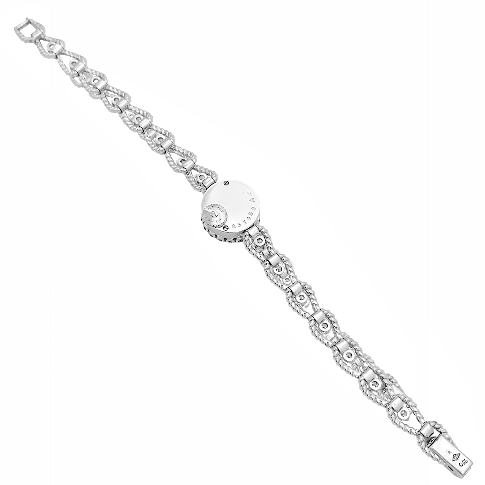 Montre Femme Jaeger-Lecoultre, or blanc, diamants.  4