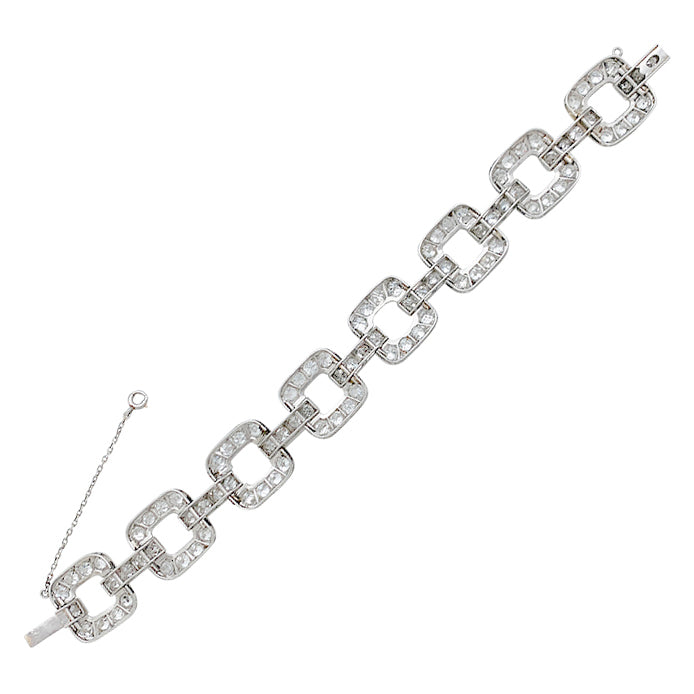 Bracelet ancien en platine, diamants taille ancienne. 3