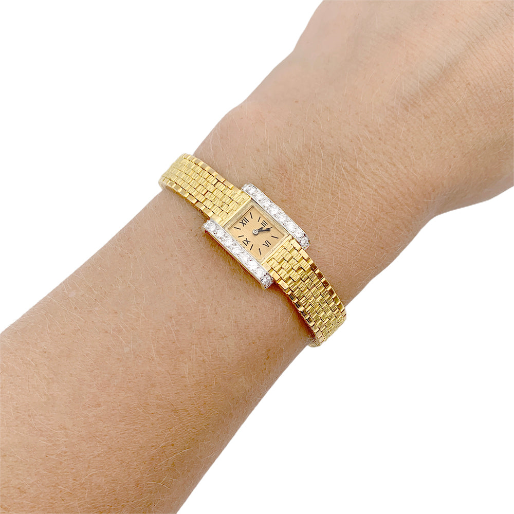 Montre vintage André Col, or jaune, platine, diamants. 7