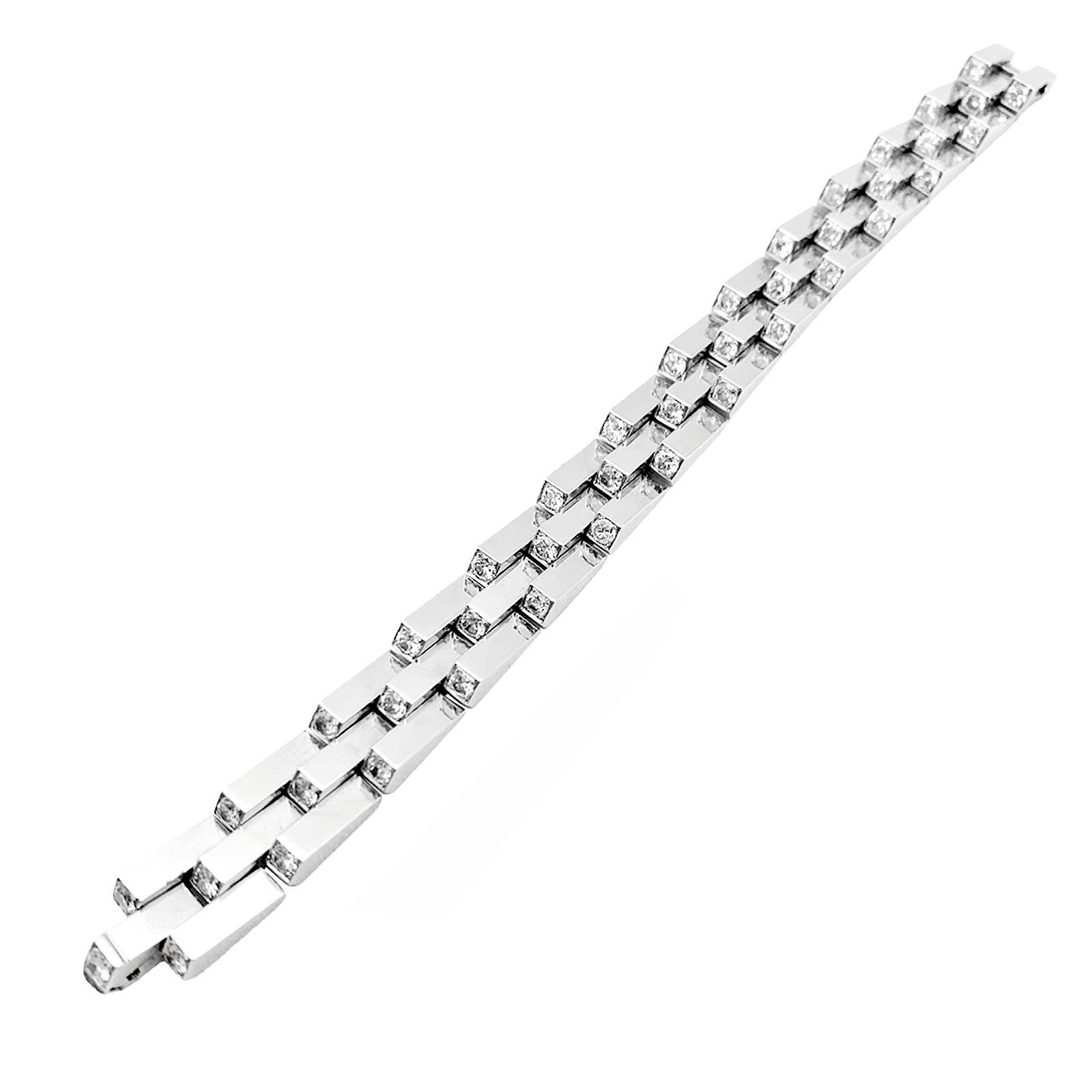 Bracelet Vintage Boucheron, "Crémaillère", platine, diamants. 5