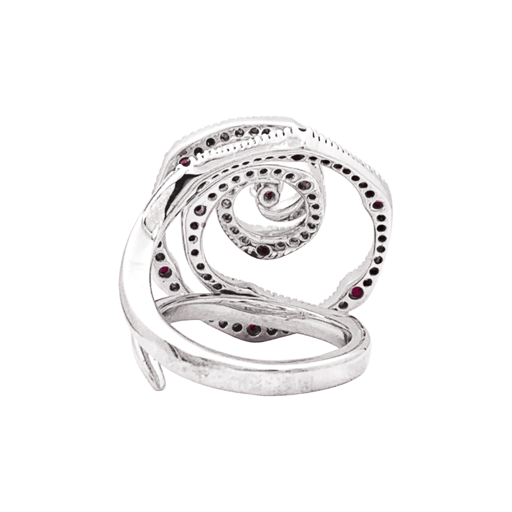 Bague Giovanni Ferraris, or blanc, diamants et rubis.  4