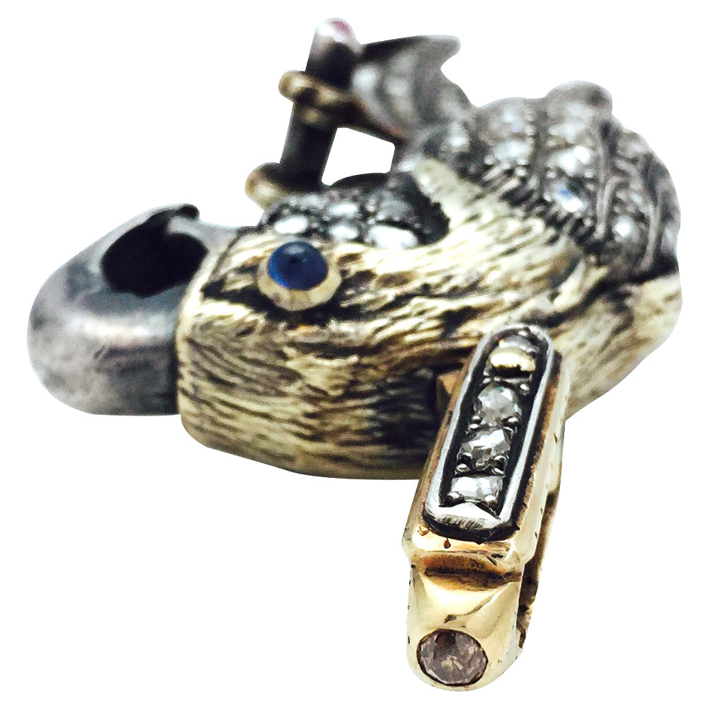 Pendentif "Perroquet", or jaune et argent. 4