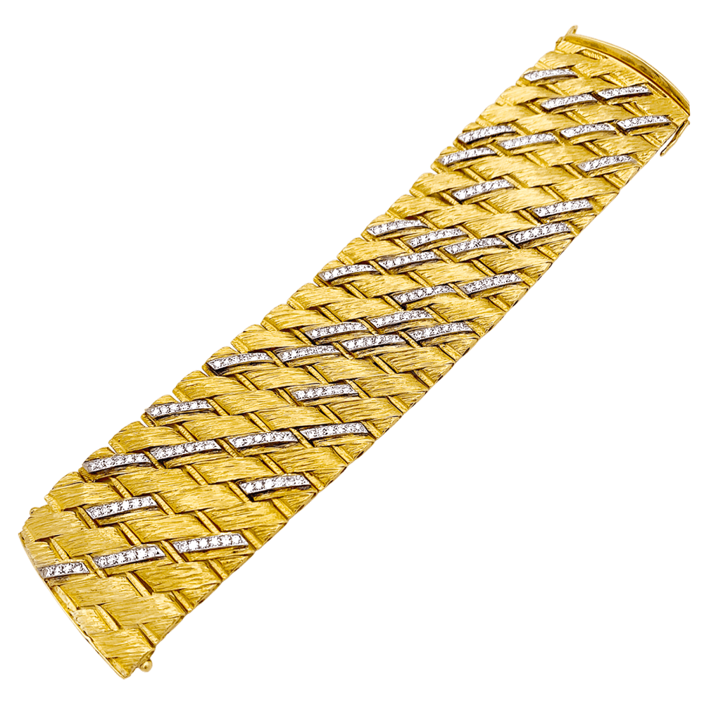 Bracelet Sterlé Paris, or jaune, platine, diamants. 2