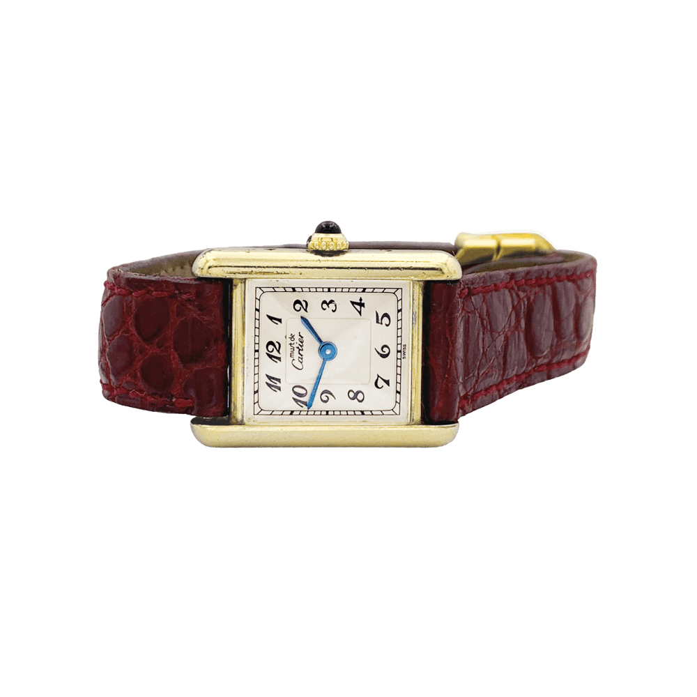 Montre Cartier,"Must de Cartier", vermeil, cuir.  2