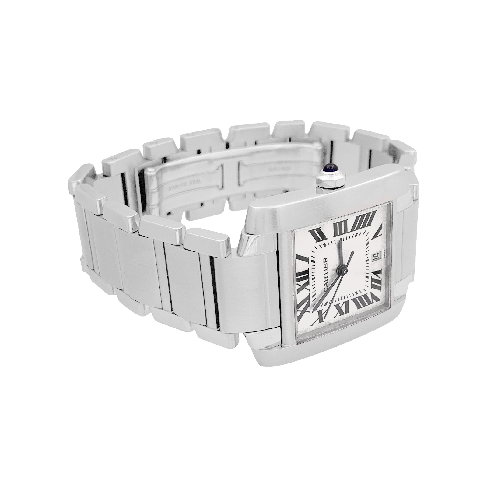 Montre Cartier, "Tank Française", acier. 2