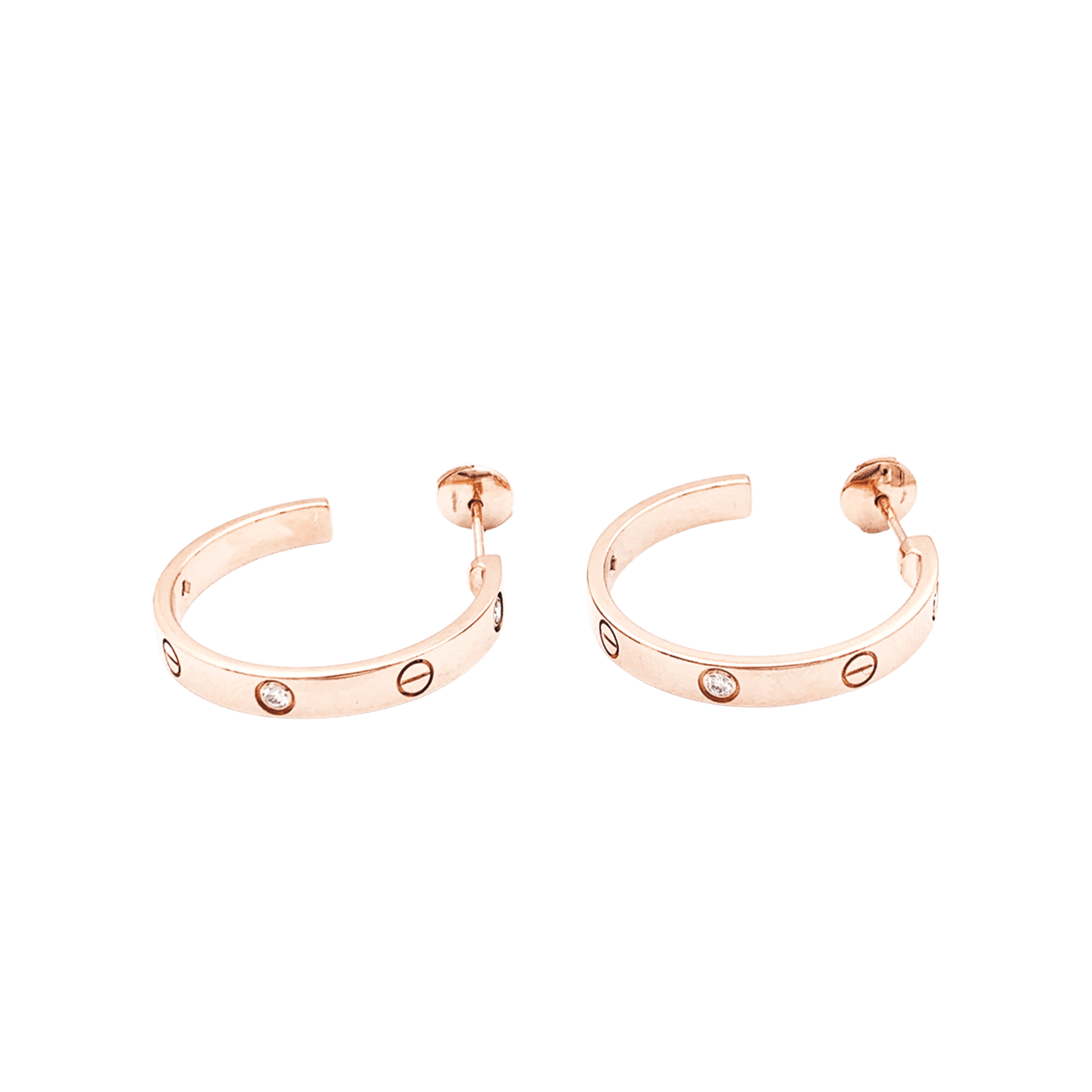 Boucles d'oreilles Cartier, "Love", or rose et diamants.  2