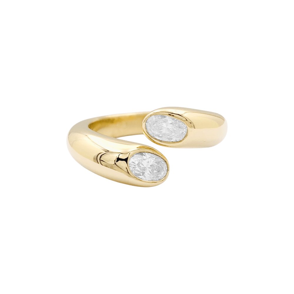 Bague Cartier, "Ellipse Deux Têtes Croisées", or jaune, diamants.  1