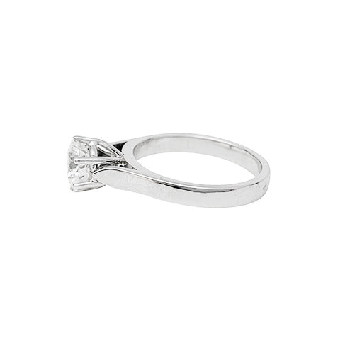 Solitaire en or blanc d'occasion, diamant taille brillant  1,59 carat 1