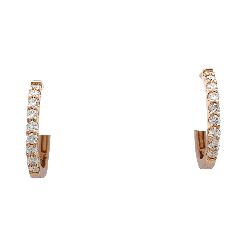 Paire de petites créoles en or rose, diamants. 2
