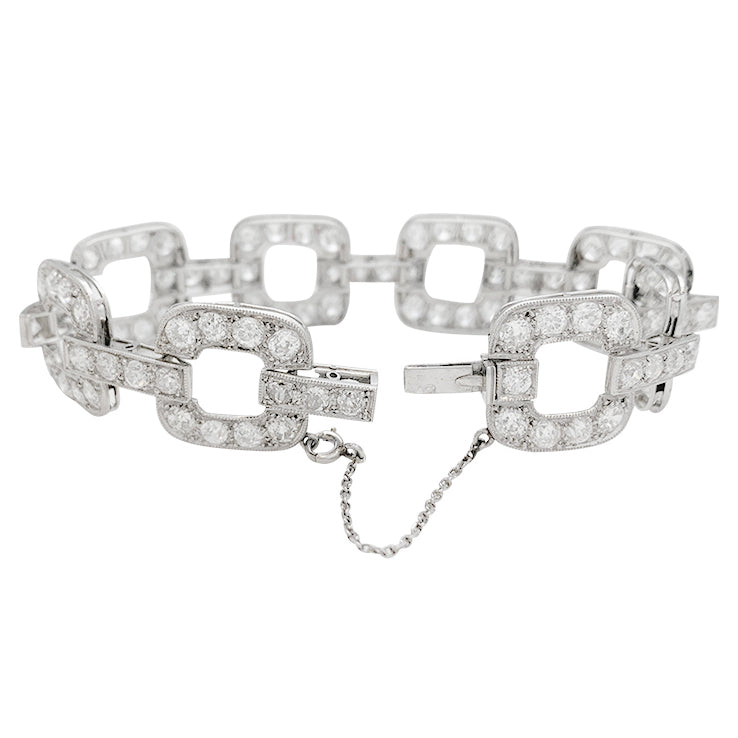 Bracelet ancien en platine, diamants taille ancienne. 4