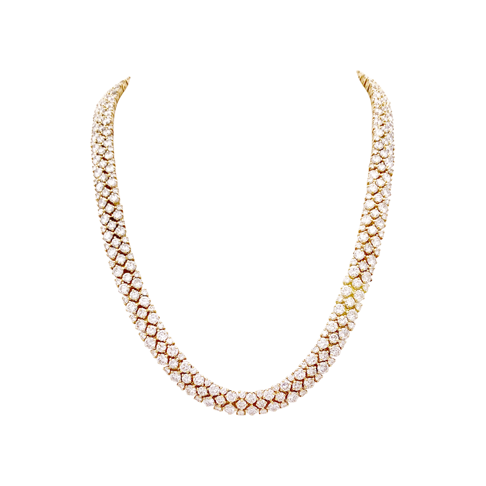 Collier "Rivière" or jaune, diamants. 1