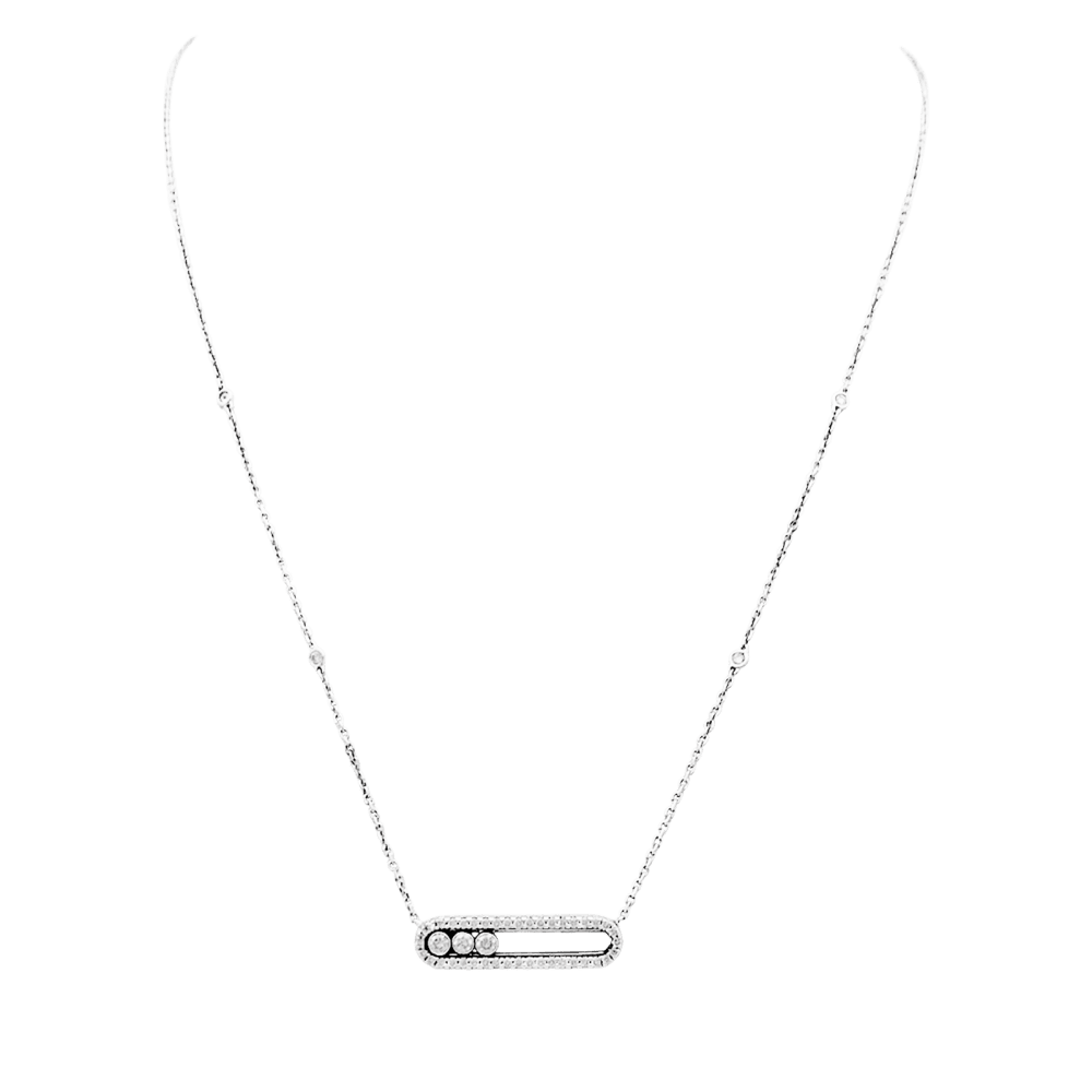 Collier Messika, "Baby Move Pavé", or blanc et diamants.  1
