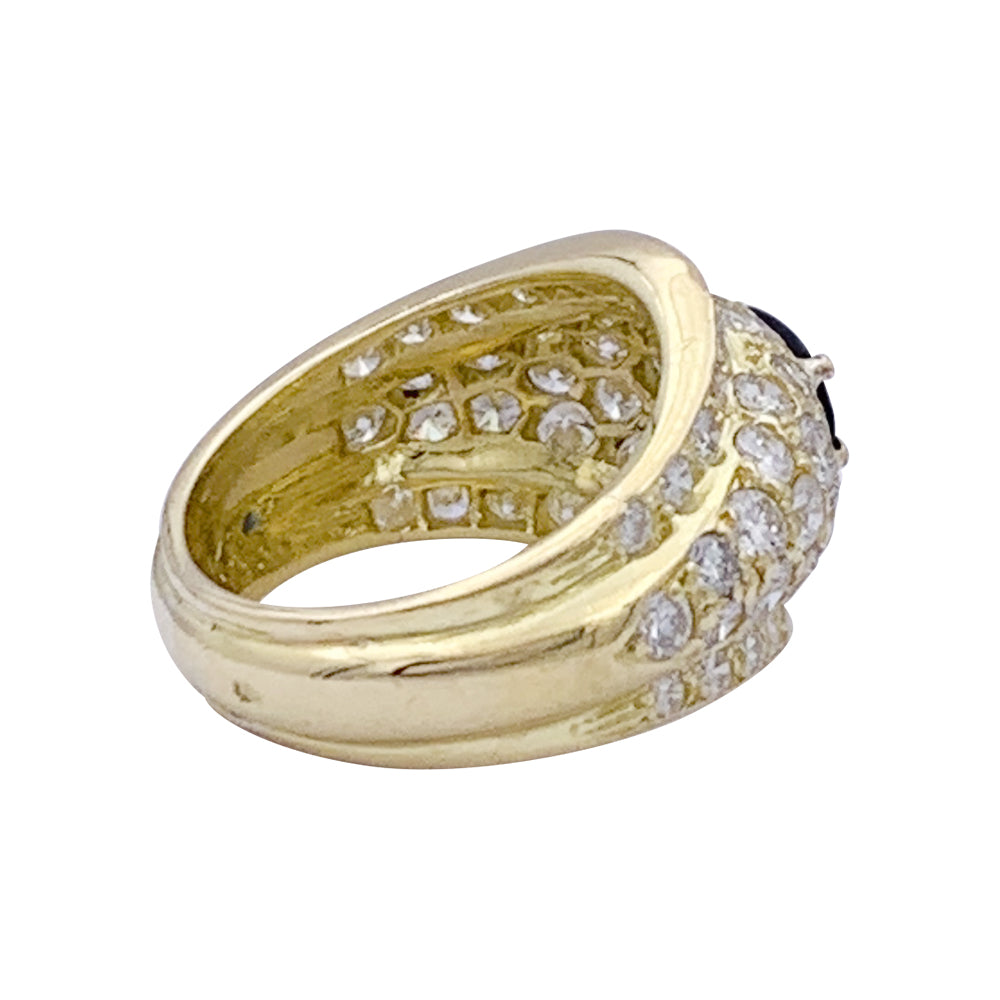 Bague or jaune, diamants et saphir. 4