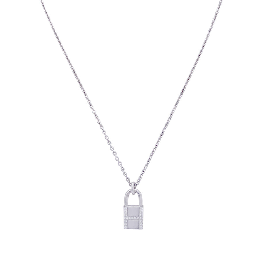Collier Hermès "Kelly Cadenas" or blanc, diamants. 2