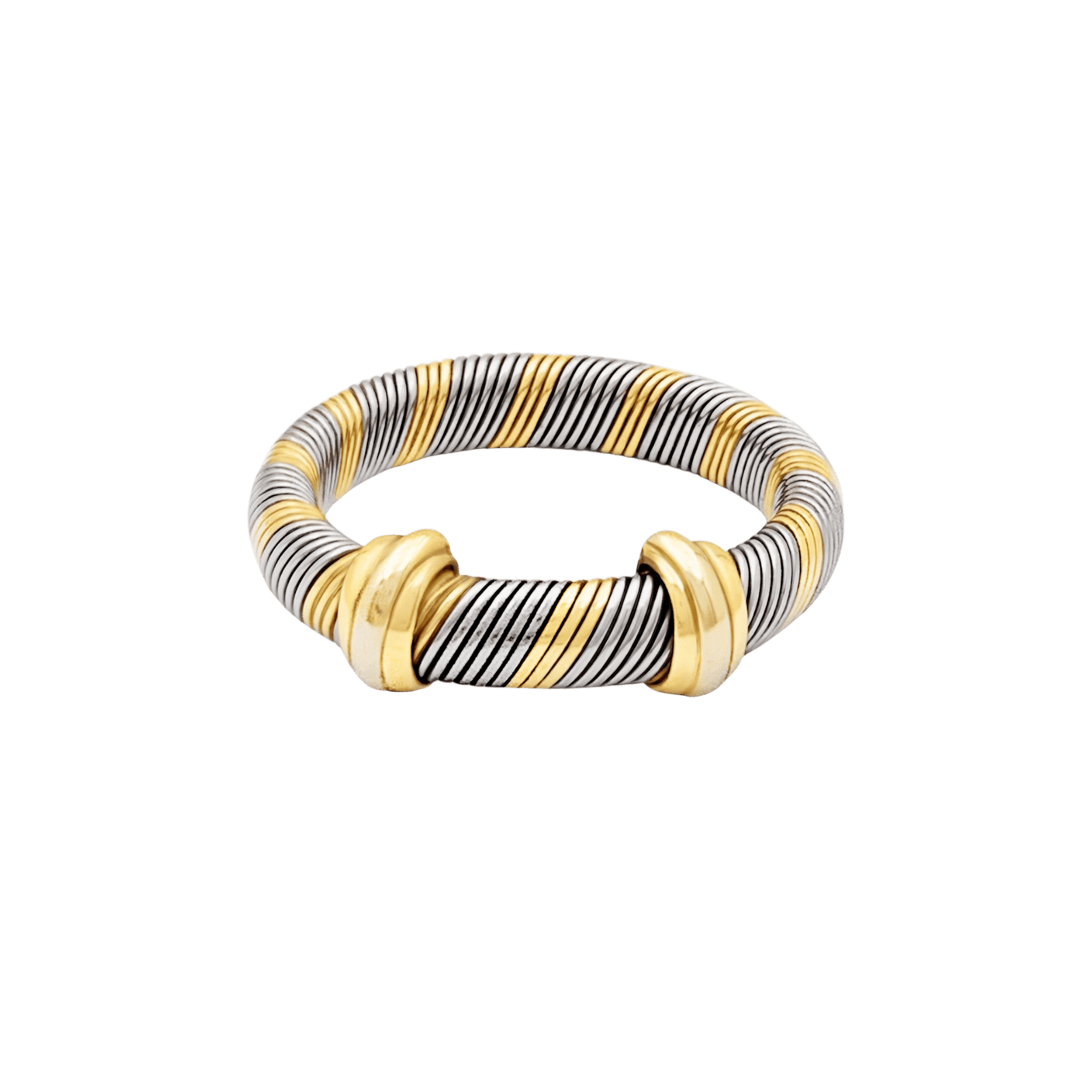 Bague Cartier, "Trinity", trois tons d'or et acier. 2